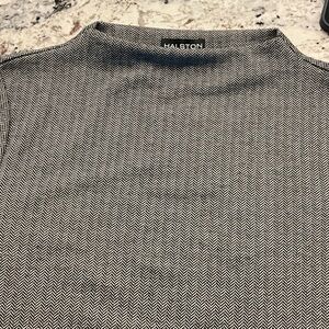 H by Halston Women's Crewneck Top in Black and White Herringbone